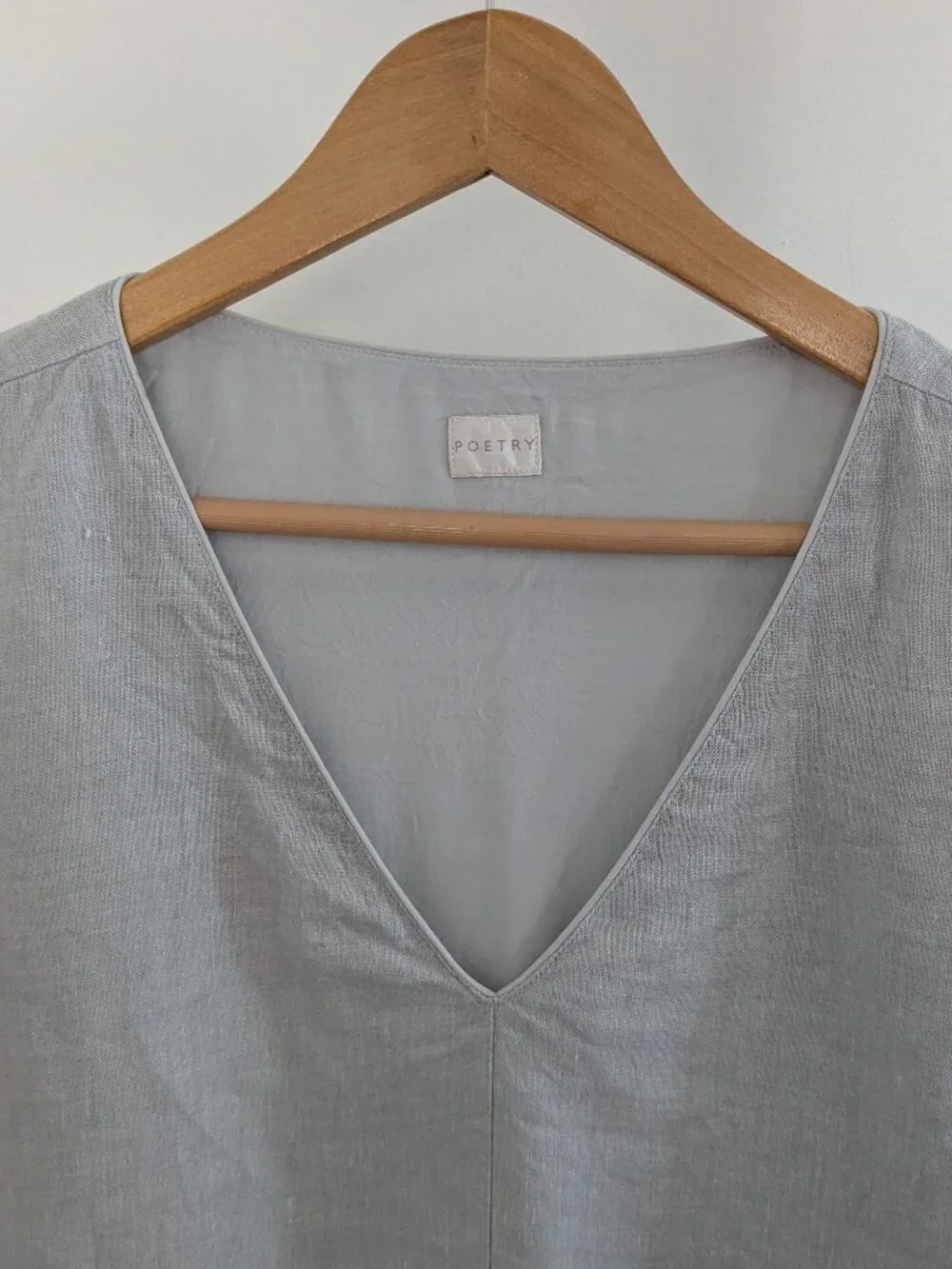 Organic Gray Linen POETRY Boxy Top Short Sleeve | Size 10 | Fully Lined - Picture 2 of 13